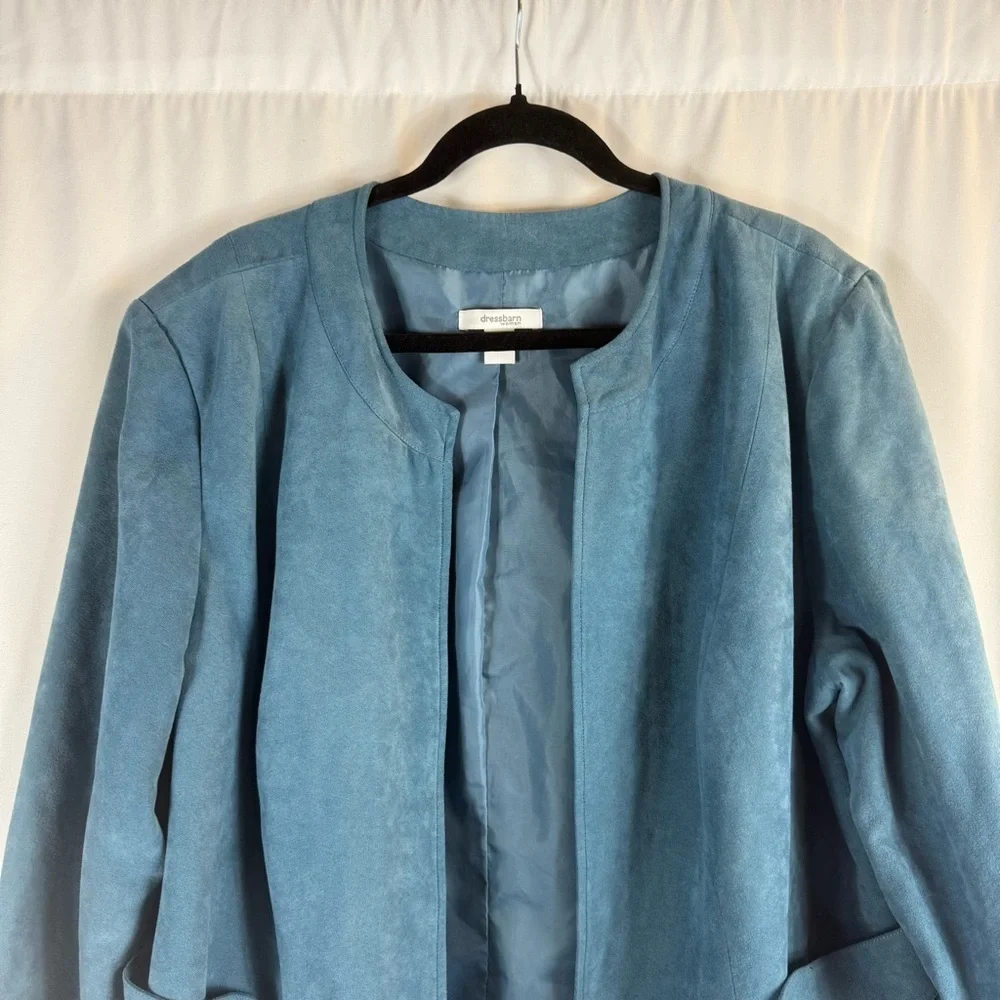 Dress Barn Women's 20 W dressy blazer jacket turquoise faux suede